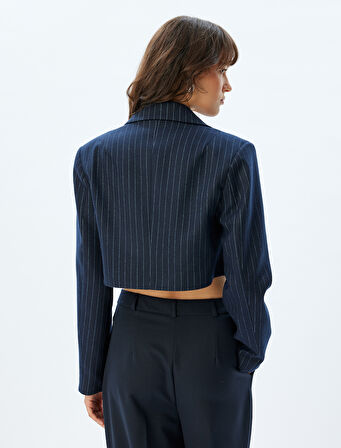 Crop Blazer Ceket Kruvaze Uzun Kollu