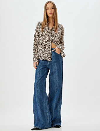 Koton X Zeynep Bastık - Leopar Desenli Gömlek Uzun Kollu Regular Fit