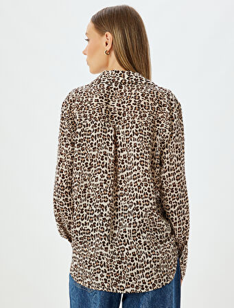 Koton X Zeynep Bastık - Leopar Desenli Gömlek Uzun Kollu Regular Fit