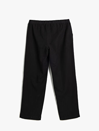 Keten Karışımlı Pantolon Chino Cep Detaylı Beli Bağcıklı