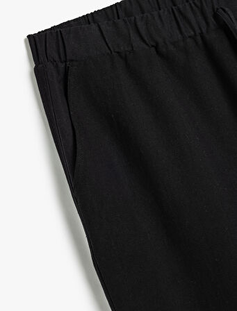 Keten Karışımlı Pantolon Chino Cep Detaylı Beli Bağcıklı