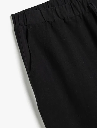 Keten Karışımlı Pantolon Chino Cep Detaylı Beli Bağcıklı