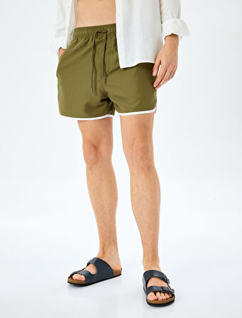 Biyeli Beli Bağcıklı Basic Deniz Şortu