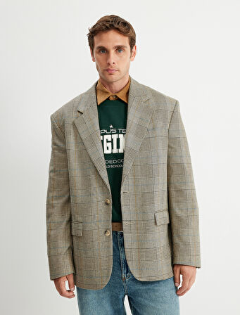 Blazer Ceket V Yaka Kapaklı Cep Detaylı Viskon Karışımlı