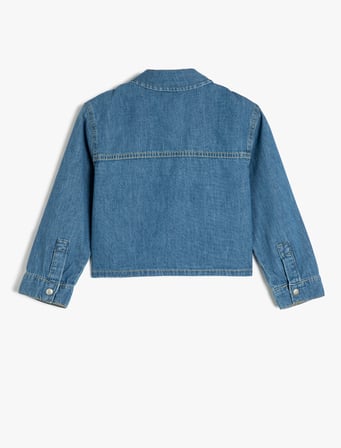 Pamuklu Uzun Kollu Crop Denim Ceket