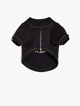 Bisiklet Yaka Fermuarlı Şardonlu Köpek Sweatshirtü