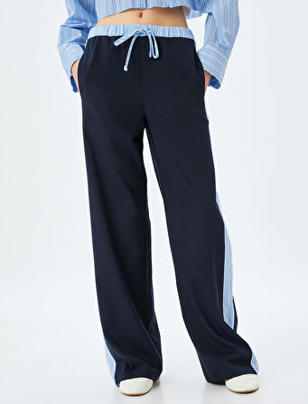 Beli Bağcıklı Biyeli Cep Detaylı Düz Paça Eşofman Pantolon