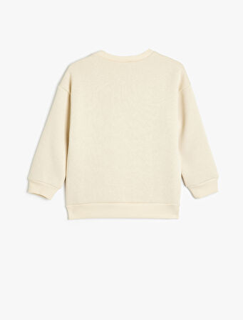 Oversize Sweatshirt Doğa Baskı Detaylı Bisiklet Yaka Uzun Kollu