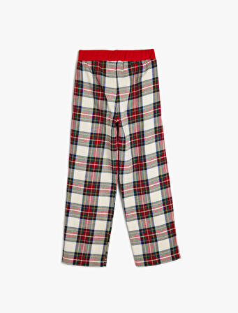 Beli Lastikli Pamuklu Ekoseli Pijama Altı