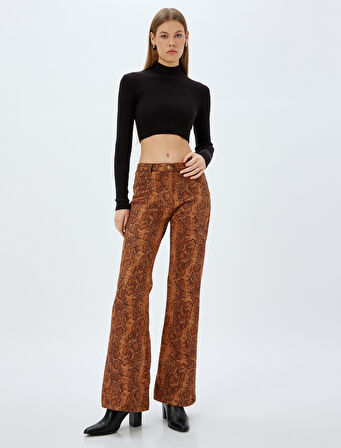 Koton X Zeynep Bastık - Boğazlı Triko Crop Kazak Uzun Kollu Slim Fit