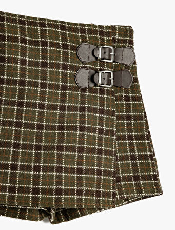 Tüvit Etek Ekoseli Kruvaze Toka Detaylı