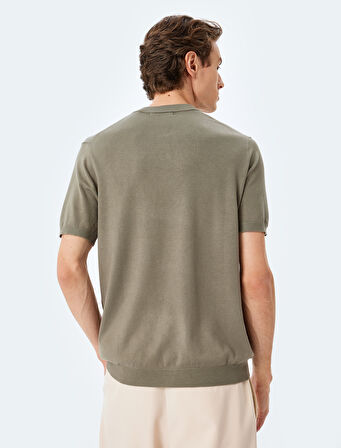 Regular Fit Bisiklet Yaka Viskon Basic Kısa Kollu Triko Tişört