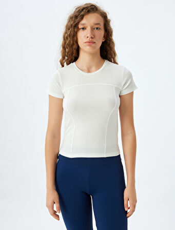 Bisiklet Yaka Fitilli Modal Dikiş Detaylı Slim Fit Tişört