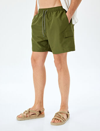 Beli Bağcıklı Cep Detaylı Oversize Deniz Şortu