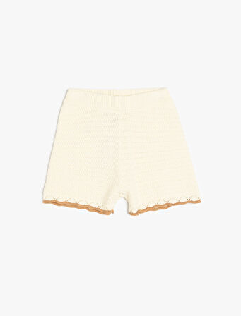 Pamuklu Beli Lastikli Ajurlu Triko Şort