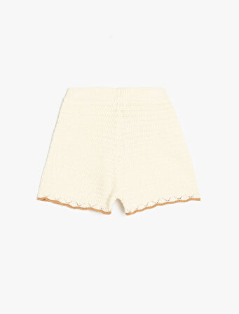 Pamuklu Beli Lastikli Ajurlu Triko Şort