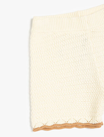 Pamuklu Beli Lastikli Ajurlu Triko Şort