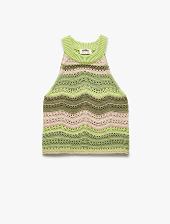 Halter Yaka Kolsuz Desenli Triko Atlet