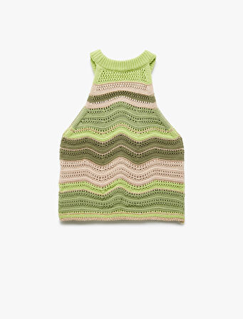 Halter Yaka Kolsuz Desenli Triko Atlet