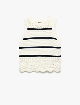 Bisiklet Yaka Kolsuz Çizgili Triko Atlet 