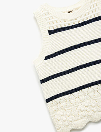 Bisiklet Yaka Kolsuz Çizgili Triko Atlet 