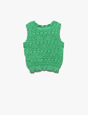 Çiçek Nakış Detaylı Bisiklet Yaka Triko Atlet