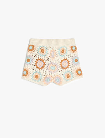 Örgü Detaylı Pamuklu Triko Şort