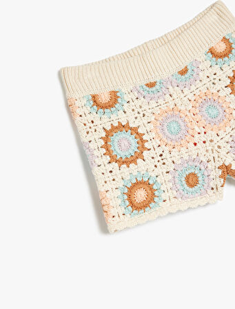 Örgü Detaylı Pamuklu Triko Şort