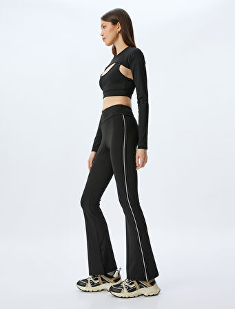 İspanyol Paça Spor Tayt Biyeli Slim Fit İnterlok