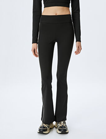 İspanyol Paça Spor Tayt Biyeli Slim Fit İnterlok