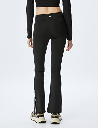 İspanyol Paça Spor Tayt Biyeli Slim Fit İnterlok