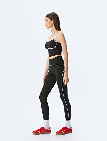 Yüksek Bel Biyeli Slim Fit Spor Tayt İnterlok