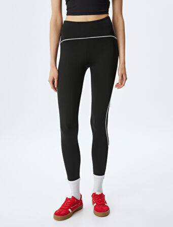 Yüksek Bel Biyeli Slim Fit Spor Tayt İnterlok