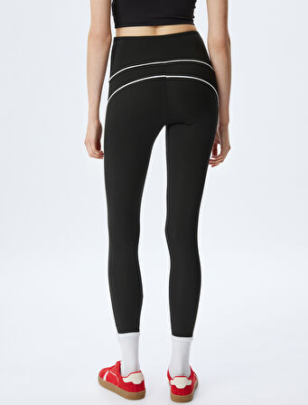 Yüksek Bel Biyeli Slim Fit Spor Tayt İnterlok