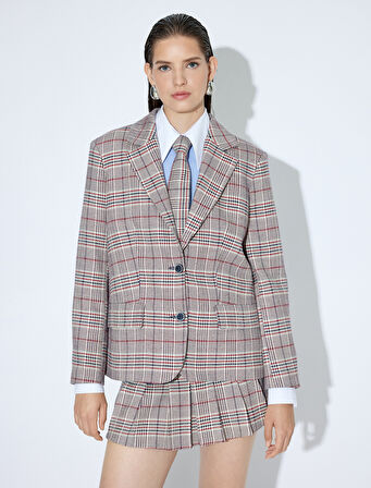 Blazer Ceket Kruvaze Düğmeli Cepli 