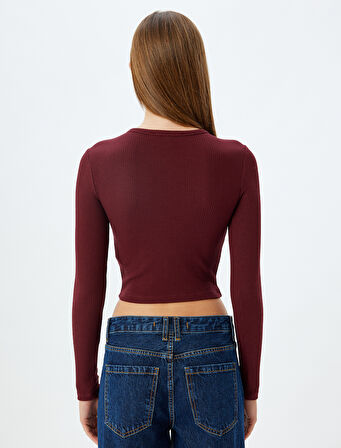 Kaşkorse Uzun Kollu Bisiklet Yaka Basic Crop Body 