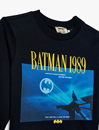 Batman Tişört Lisanslı Uzun Kollu Bisiklet Yaka Pamuklu