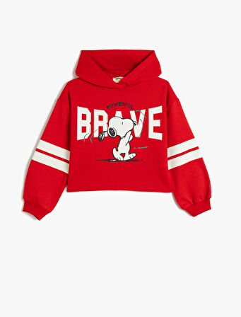 Snoopy Kapşonlu Sweatshirt Lisanslı Uzun Kollu Şardonlu Pamuklu