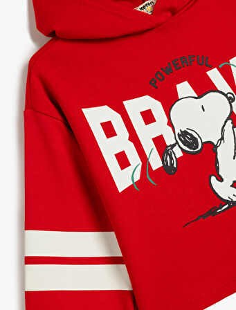 Snoopy Kapşonlu Sweatshirt Lisanslı Uzun Kollu Şardonlu Pamuklu