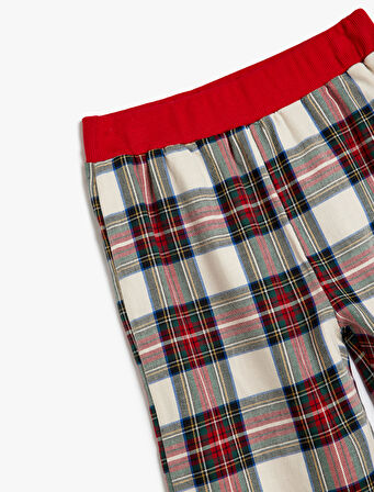 Beli Lastikli Pamuklu Ekoseli Pijama Altı