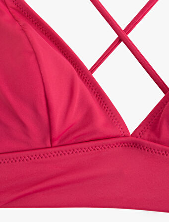 Arkası Çapraz Bağlama Detaylı V Yaka Bralet Bikini Üstü