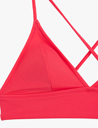 Arkası Çapraz Bağlama Detaylı V Yaka Bralet Bikini Üstü