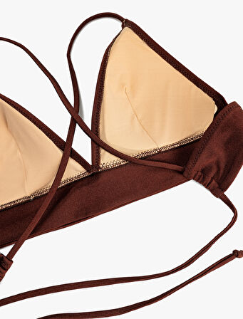 Arkası Çapraz Askılı Bağlama Detaylı Bralet Bikini Üst