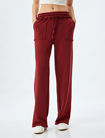 Eşofman Pantolon Bol Paça Cepli Beli Bağlamalı Pamuklu
