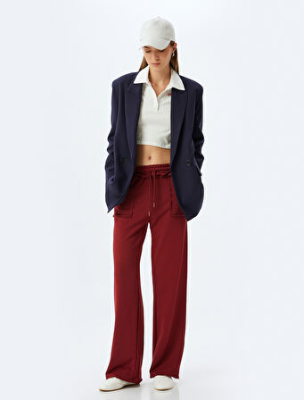 Eşofman Pantolon Bol Paça Cepli Beli Bağlamalı Pamuklu