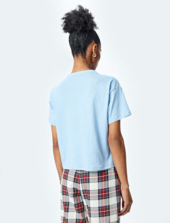 Yılbaşı Temalı Baskılı Kısa Kollu Pijama Üstü