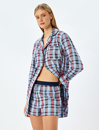 Ekose Desenli Pamuklu Boxer Şort Pijama Altı