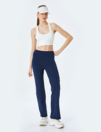 Yüksek Bel İspanyol Paça Şerit Detaylı Slim Fit Spor Tayt