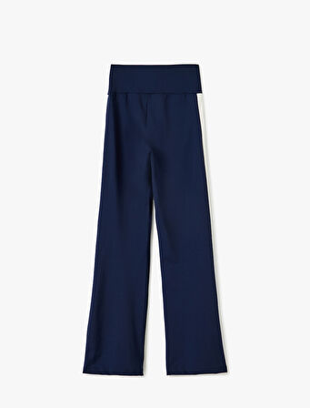 Yüksek Bel İspanyol Paça Şerit Detaylı Slim Fit Spor Tayt