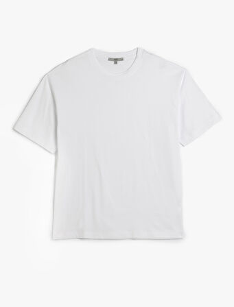 Kısa Kollu Pamuklu Bisiklet Yaka Basic Oversize Tişört